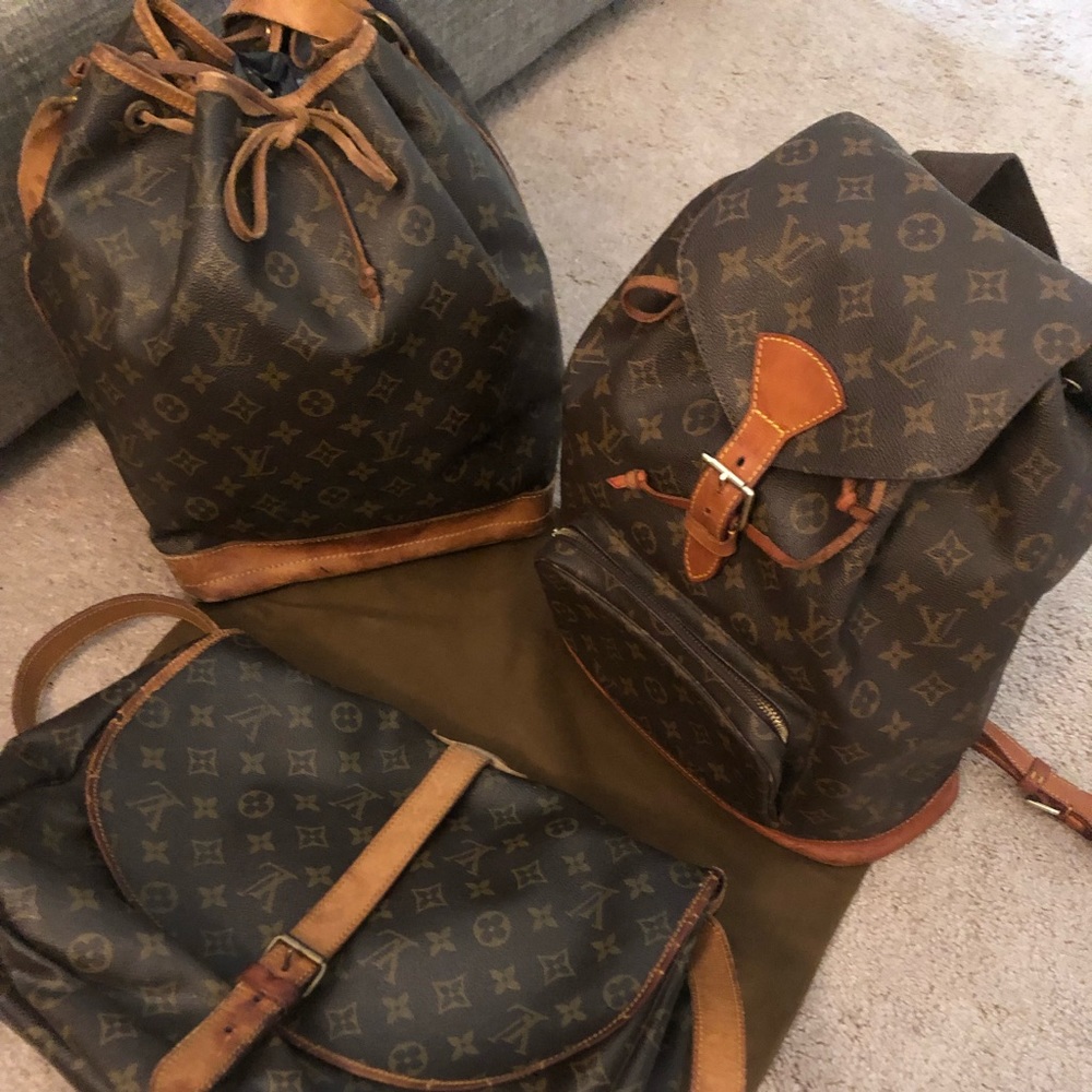 Authentic Louis Vuitton bookbag as well as mess